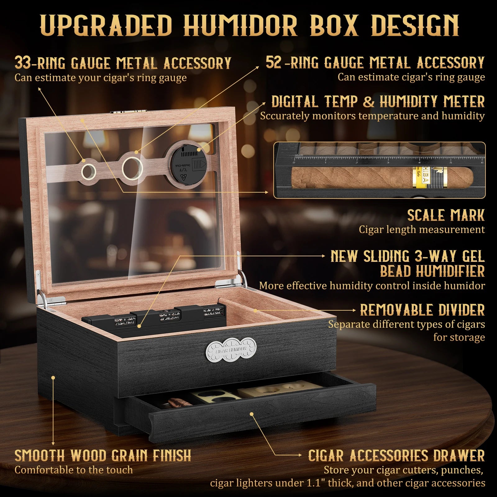 Glass-Top Cedar Desktop Humidor — cigar humidor, photo 7