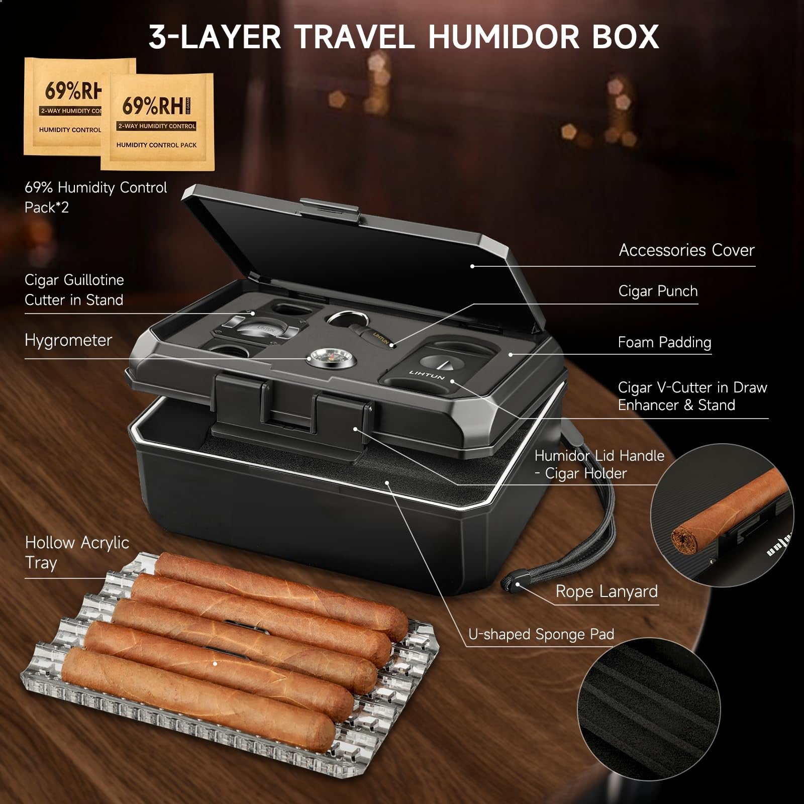 Travel Humidor & Accessories Set — cigar humidor, photo 2