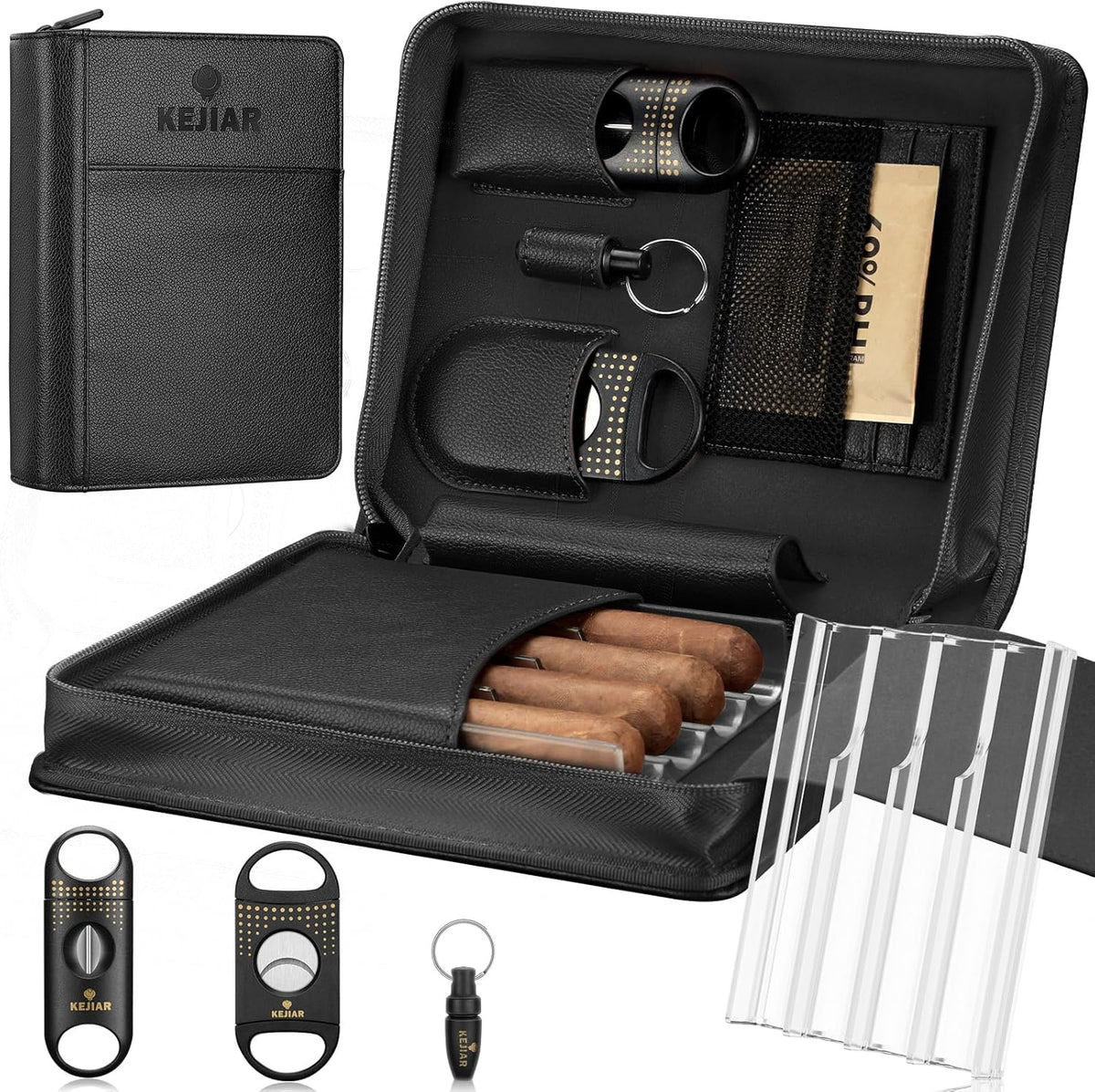 Leather Travel Humidor Kit (Black) — cigar humidor