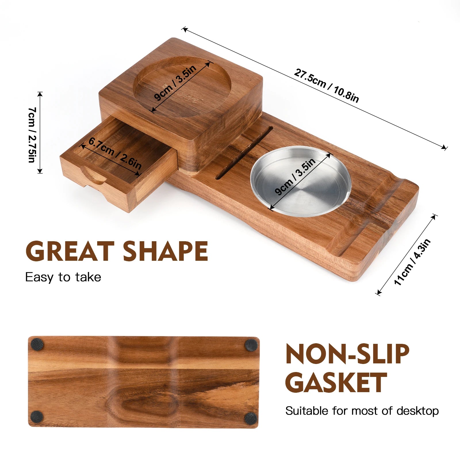 Wood Ashtray with Whiskey Rest & Cutter — cigar ashtray, photo 4