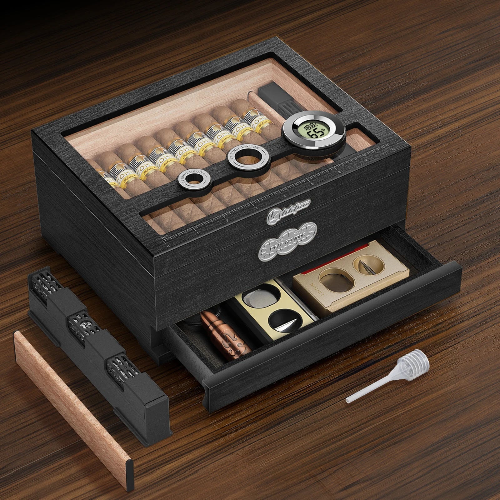 Glass-Top Cedar Desktop Humidor — cigar humidor, photo 2