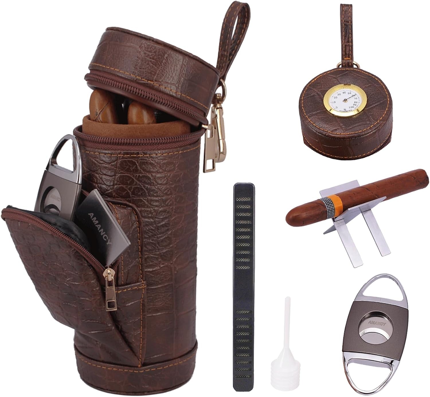 Cylindrical Travel Humidor — 5 Count — cigar humidor