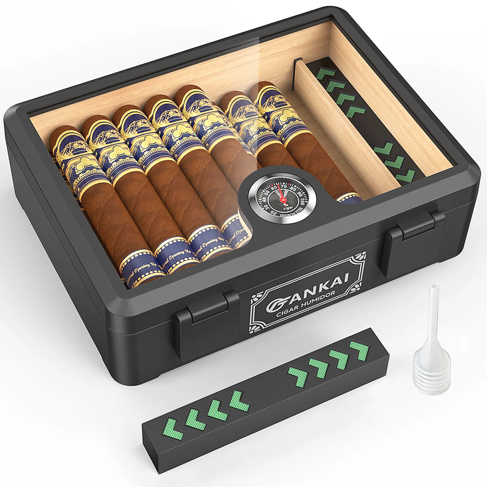 Glass-Top Cedar Humidor — 20–25 Count — cigar humidor