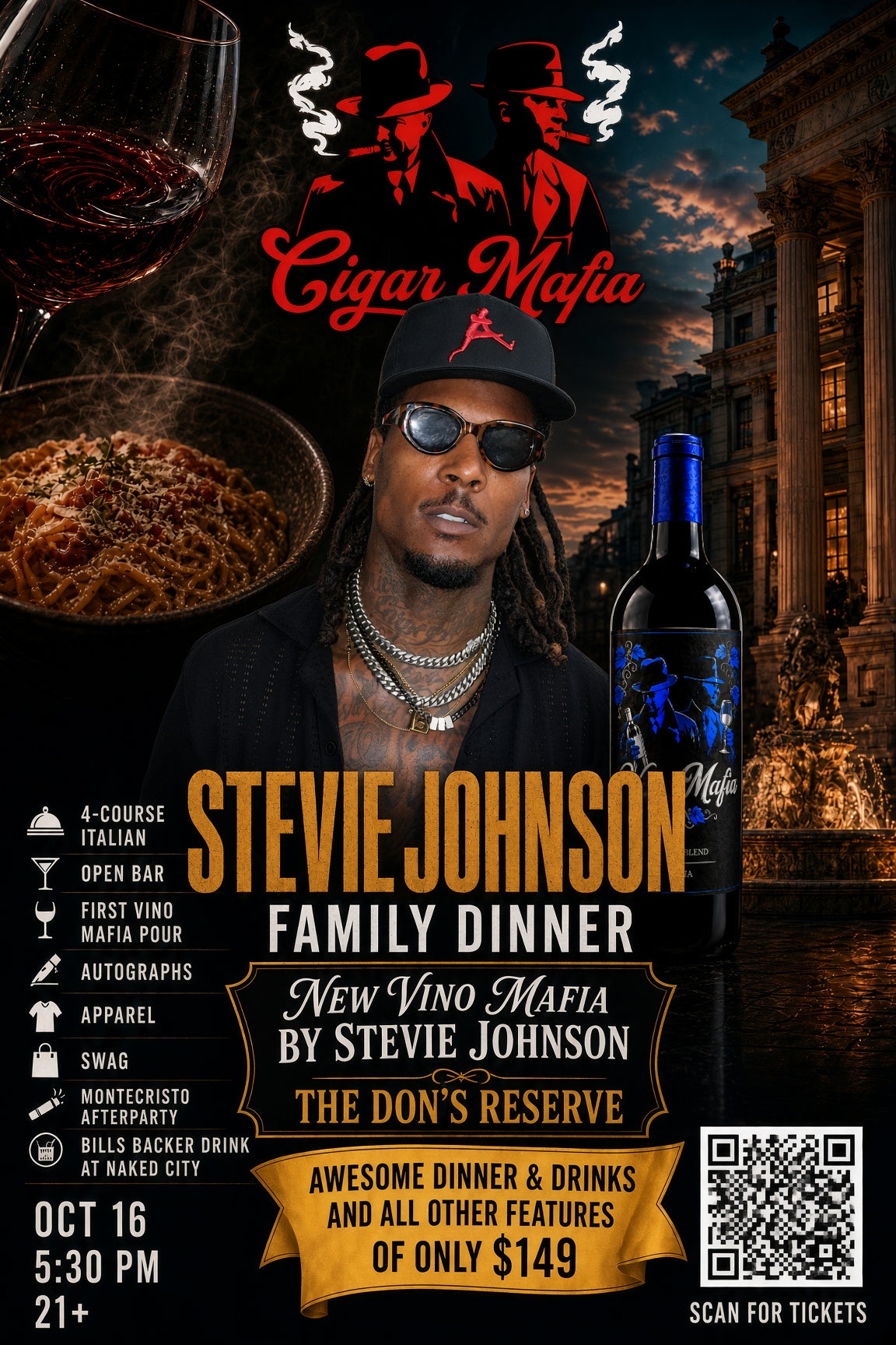 Cigar Mafia Family Dinner — Las Vegas flyer. Party ticket event.