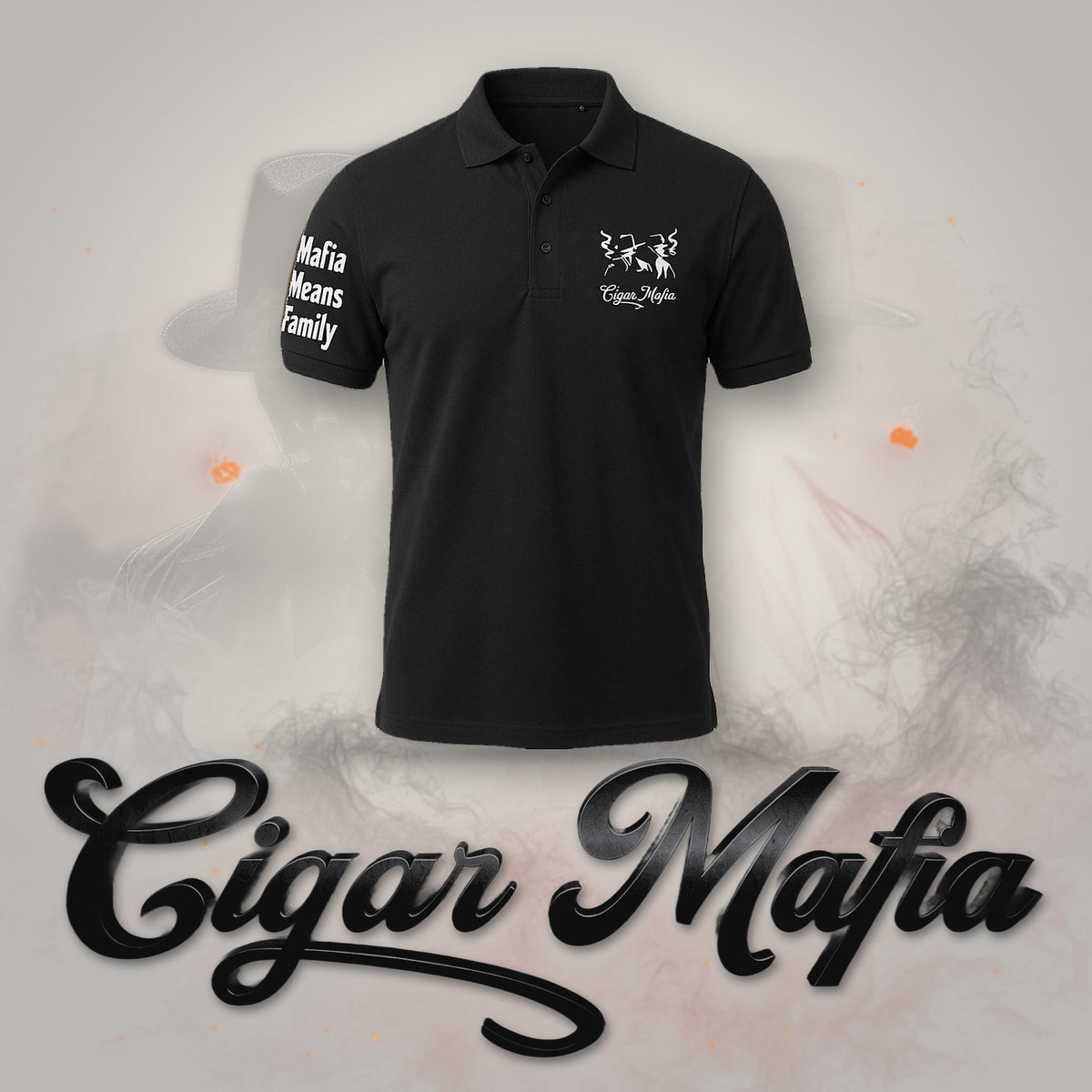 Family Creed Polo on Cigar Mafia branded background