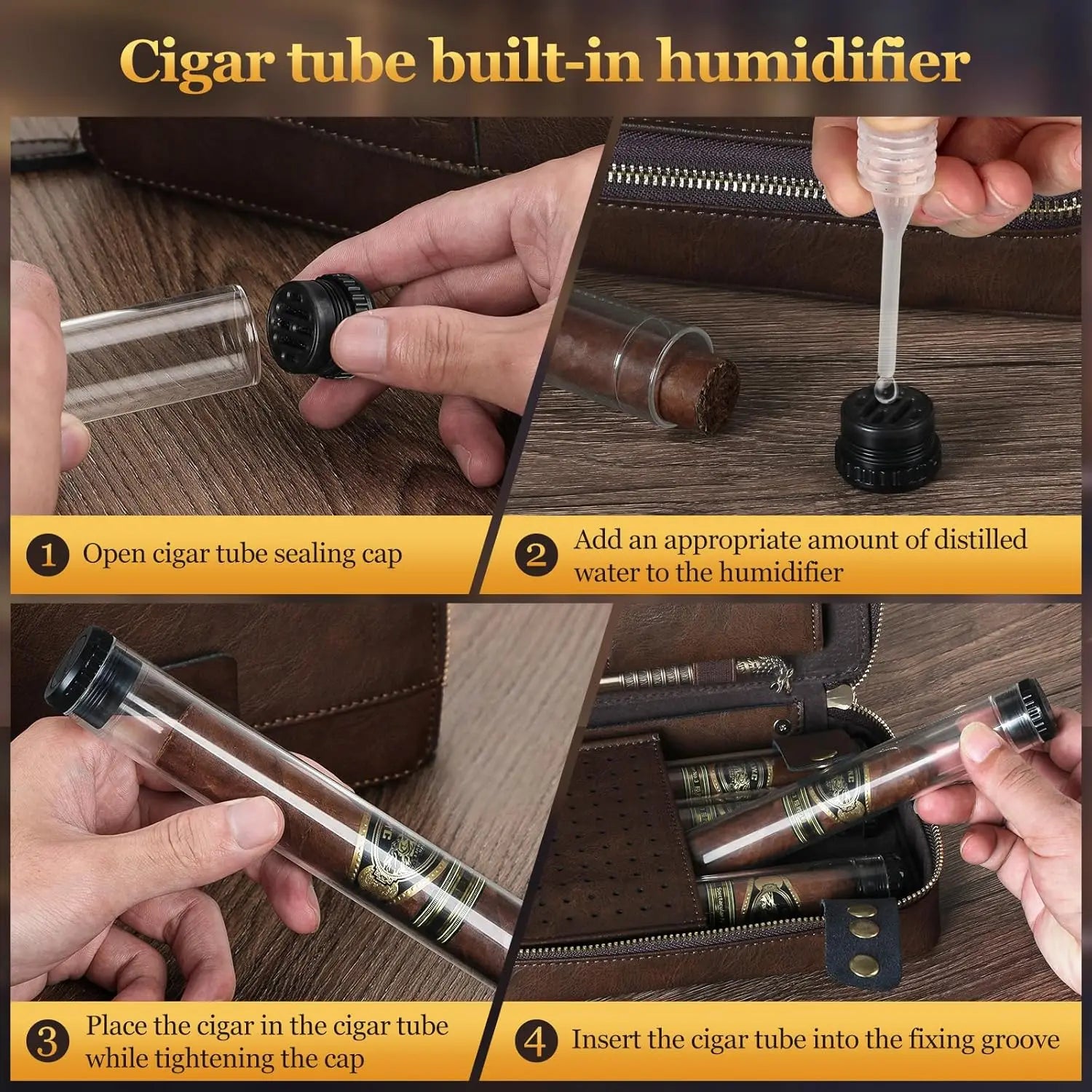 Leather Travel Humidor with Cutter — cigar humidor, photo 6