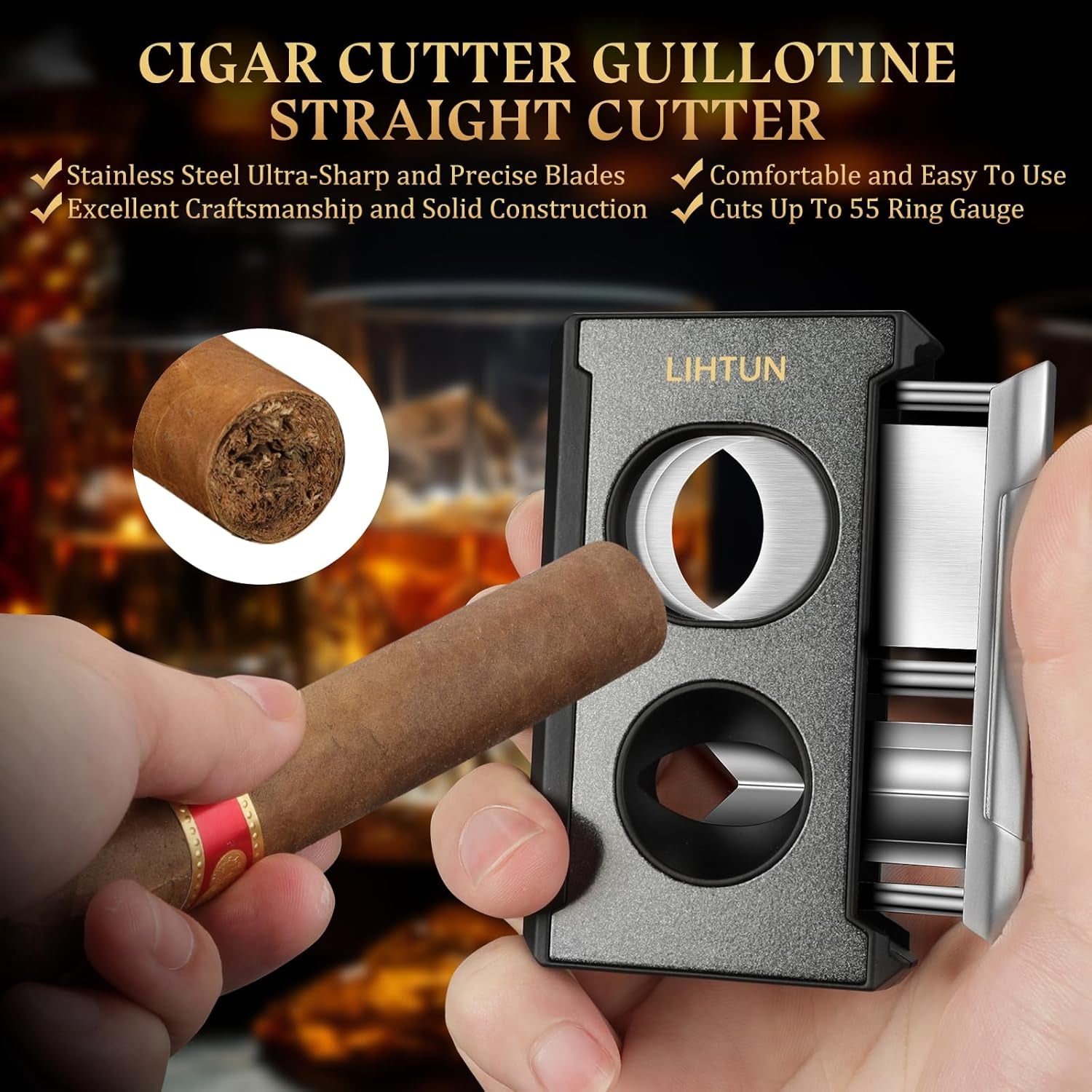 4-in-1 Guillotine Cutter (Black) — cigar cutter, photo 4