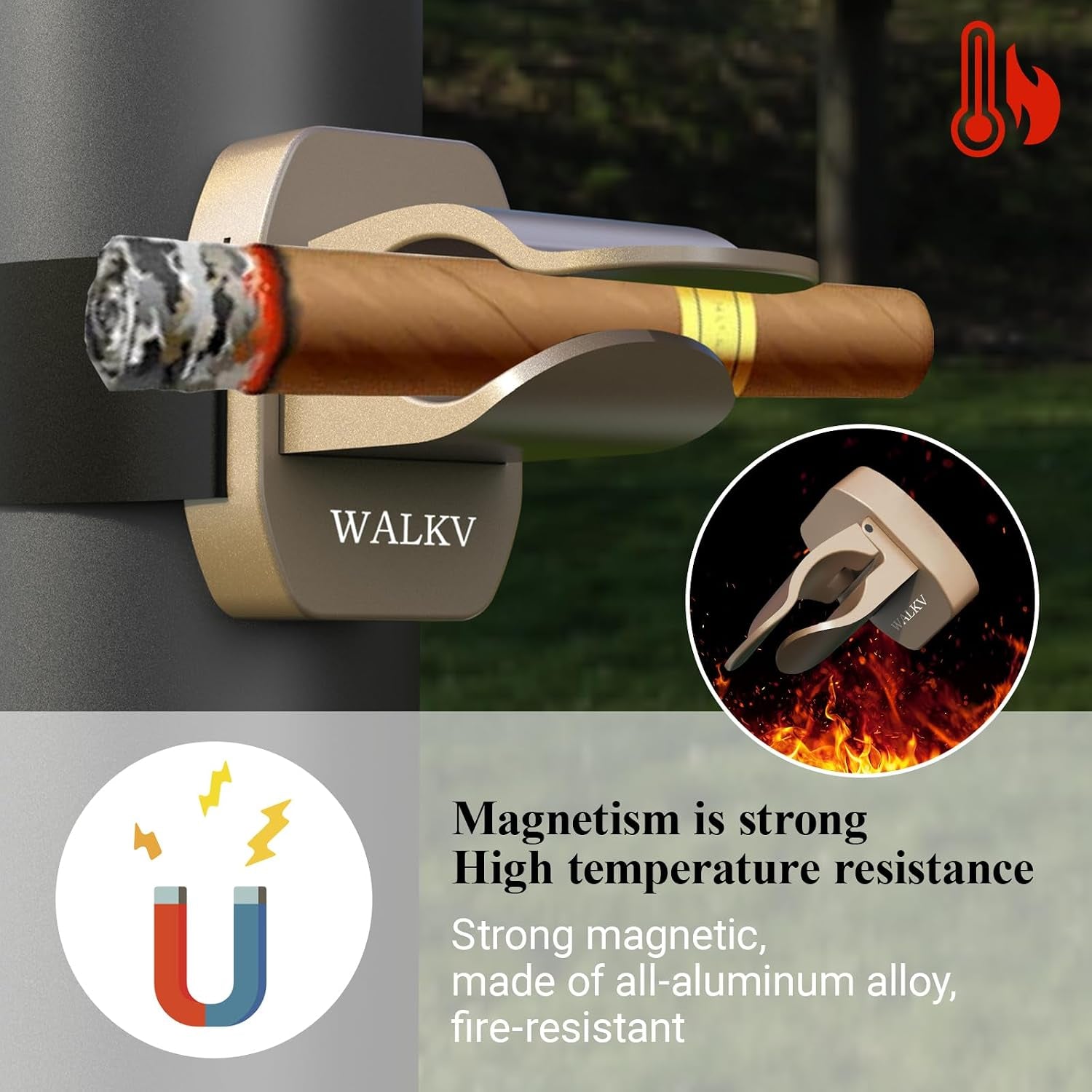 Magnetic Golf Cart Cigar Holder (Gold) — cigar holder, photo 4
