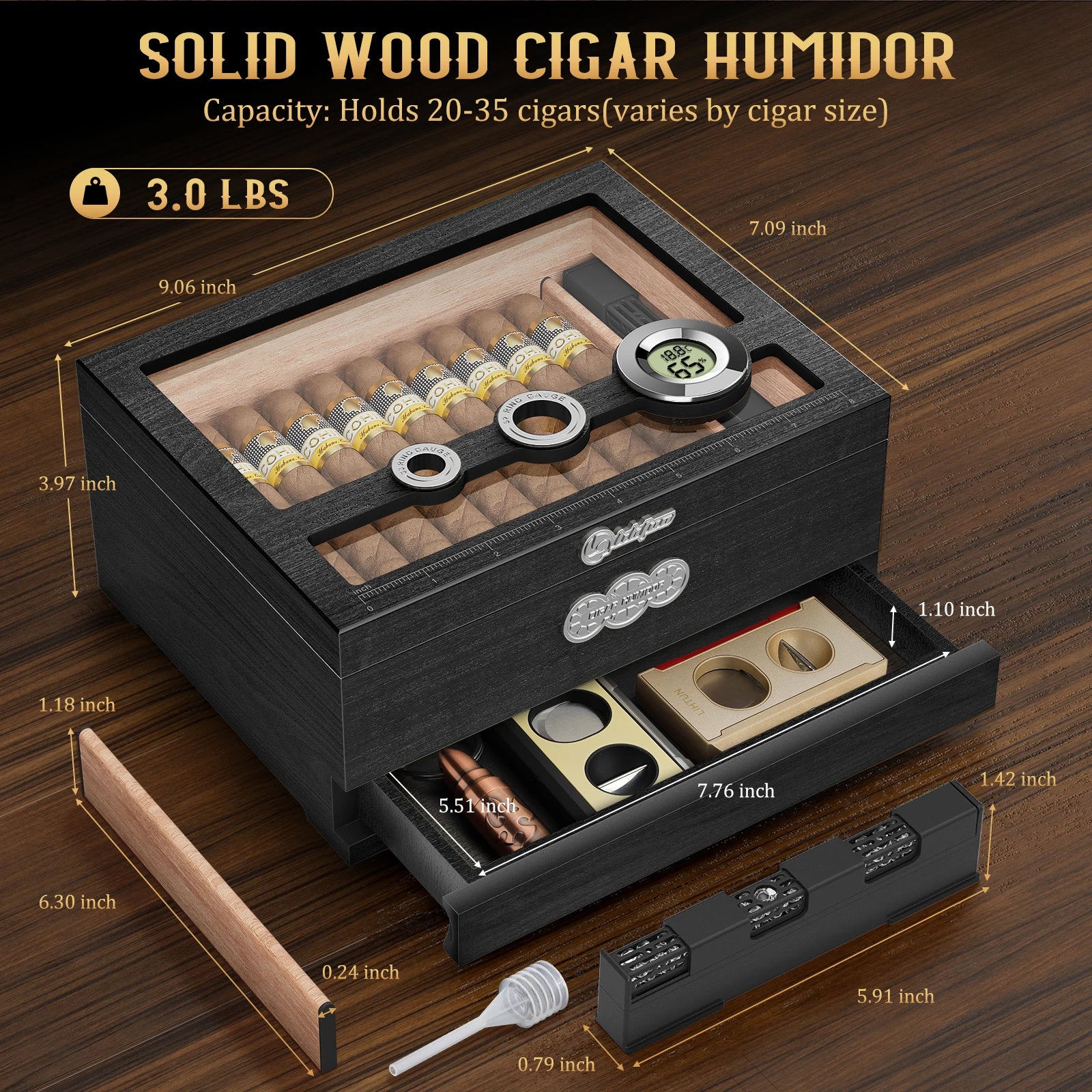 Glass-Top Cedar Desktop Humidor — cigar humidor, photo 5