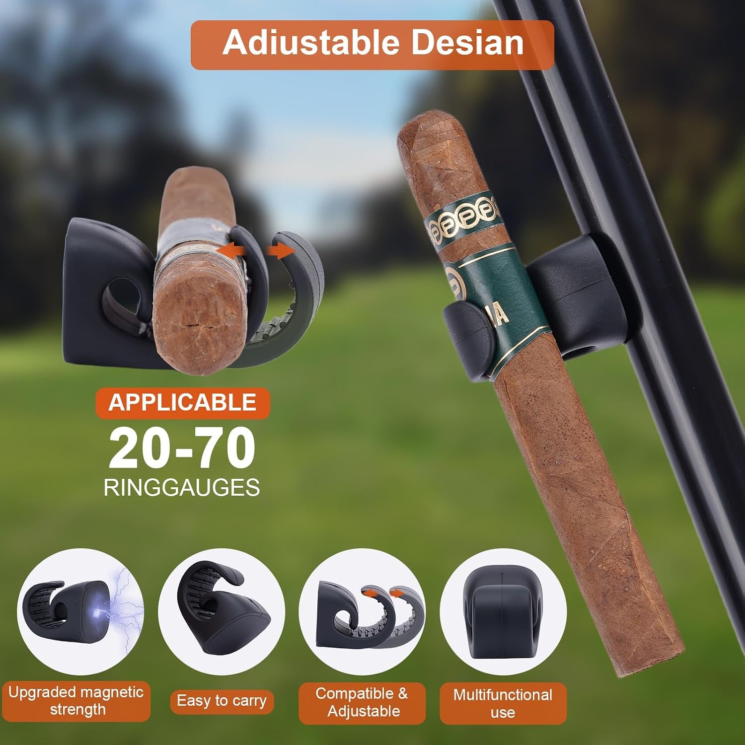 Magnetic Cigar Holders — 2 Pack (Black) — cigar holder, photo 2