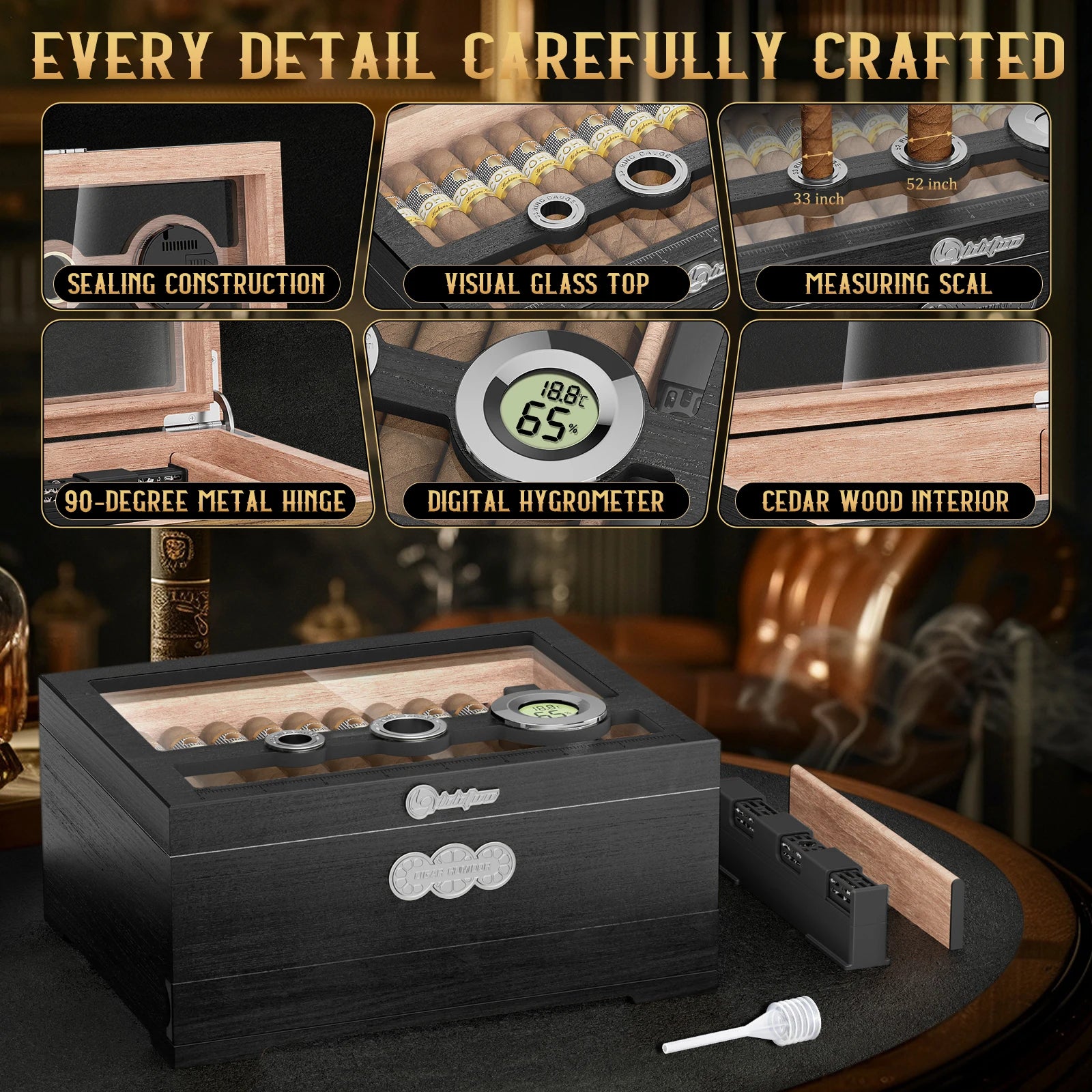 Glass-Top Cedar Desktop Humidor — cigar humidor, photo 3