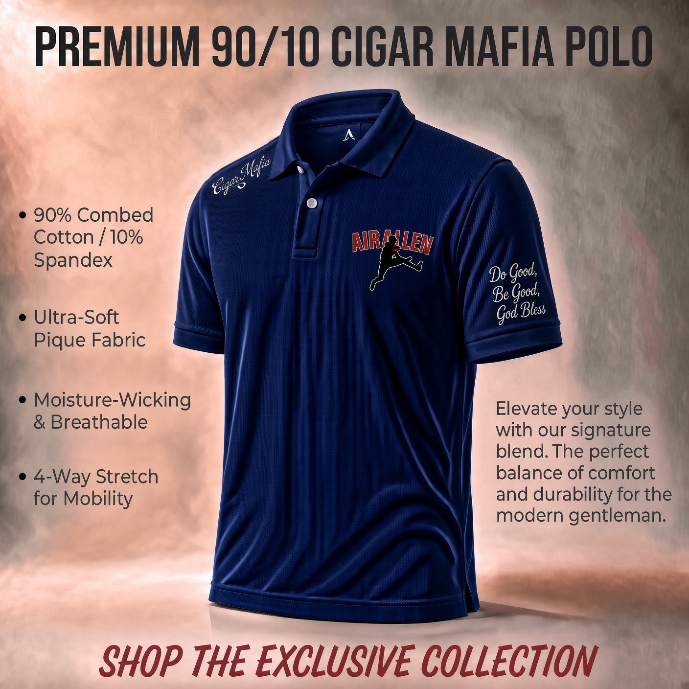 Premium 90/10 Air Allen Polo — Navy