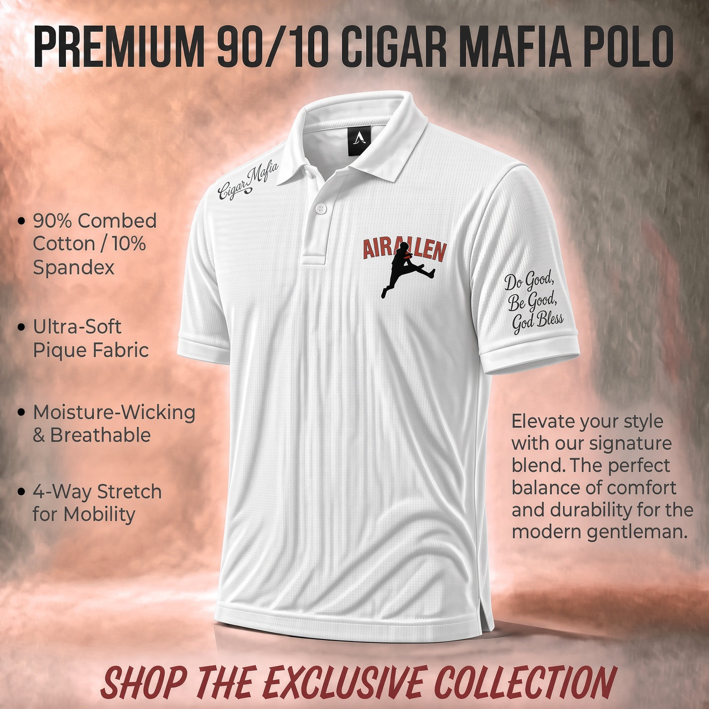 Premium 90/10 Air Allen Polo — White