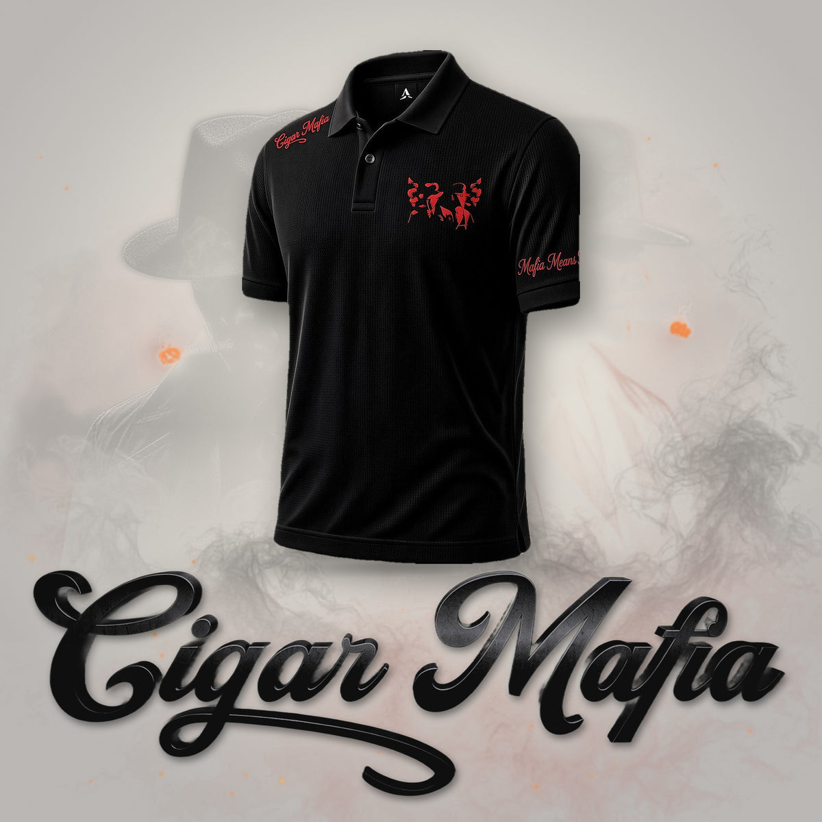 Corner Booth Polo on Cigar Mafia branded background