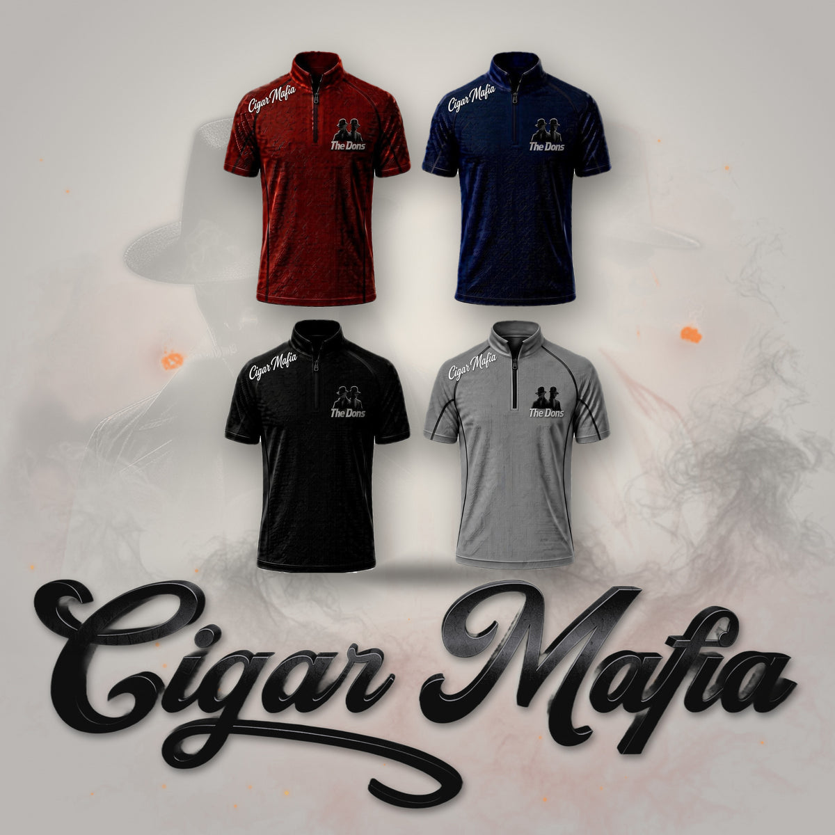 Boardroom Boss Dri-Fit Quarter-Zip on Cigar Mafia branded background