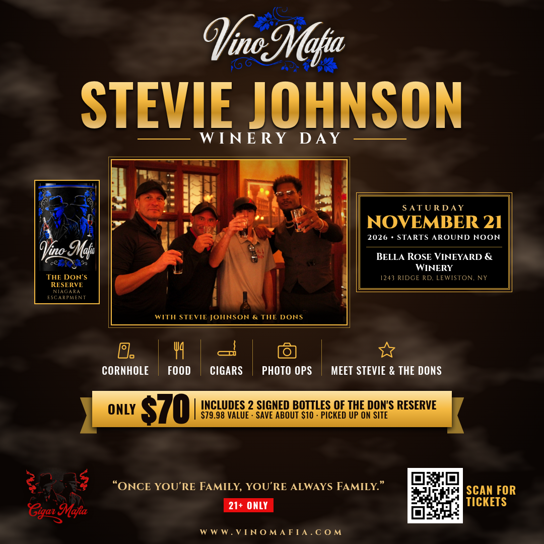 Winery Day with Stevie Johnson & the Dons, Sat Nov 21 2026, Bella Rose Vineyard & Winery, Lewiston NY. $70 ticket includes 2 signed bottles of The Don's Reserve