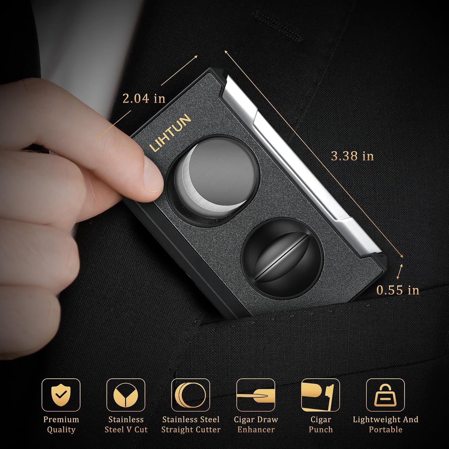 4-in-1 Guillotine Cutter (Black) — cigar cutter, photo 7