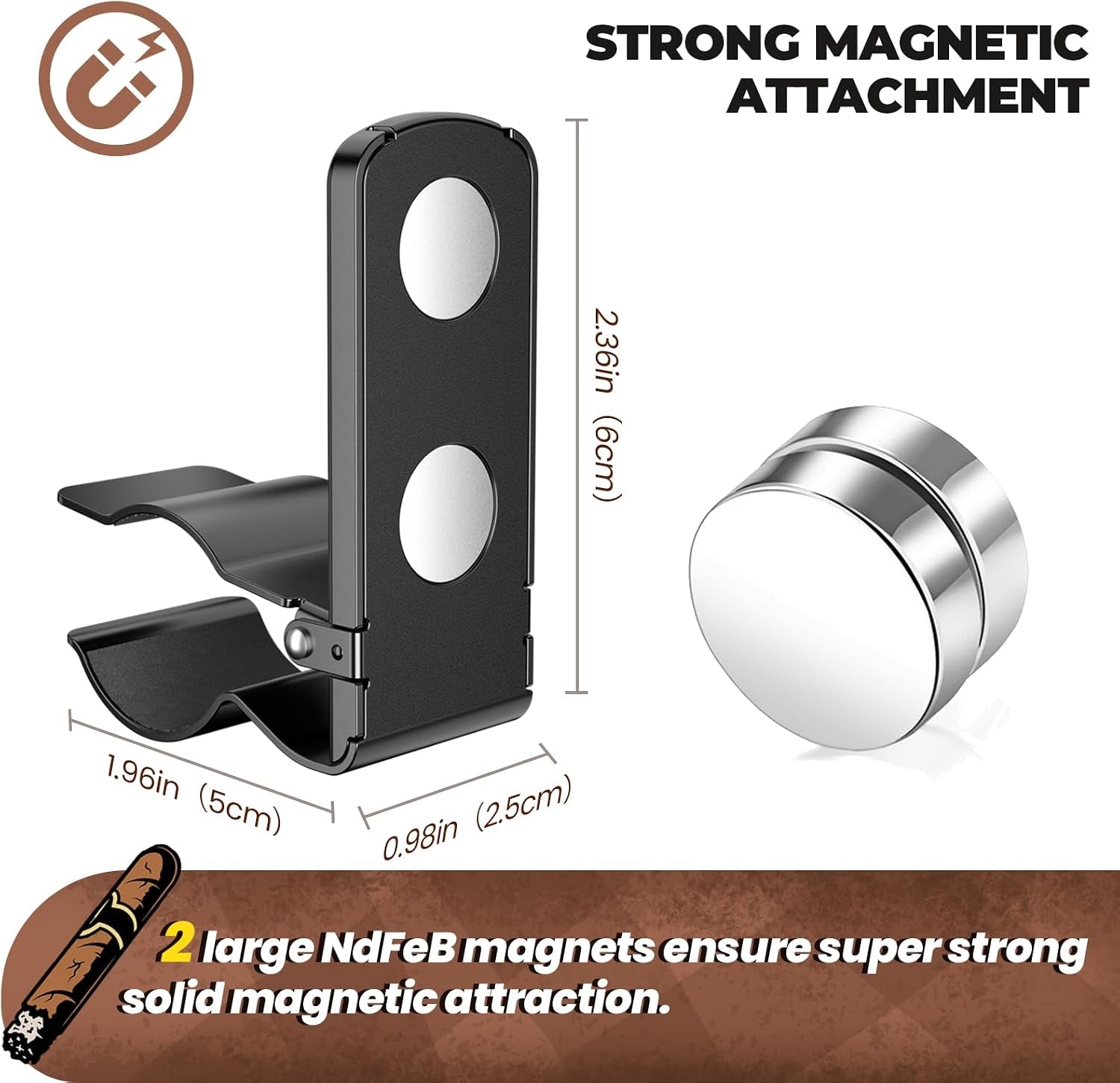 Magnetic Cigar Holders — 2 Pack — cigar holder, photo 2