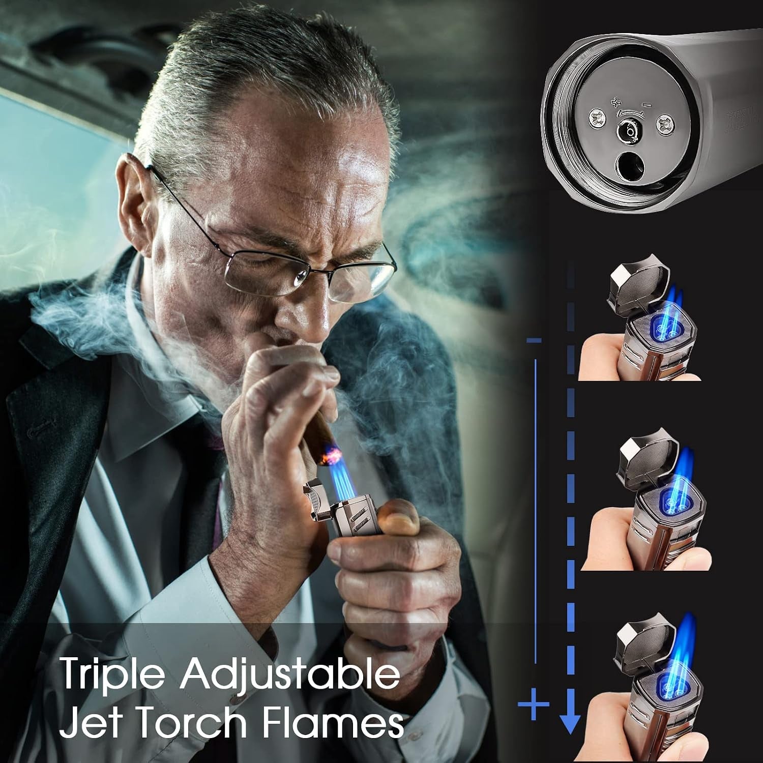 Triple-Jet Torch Lighter with Punch — cigar lighter, photo 3
