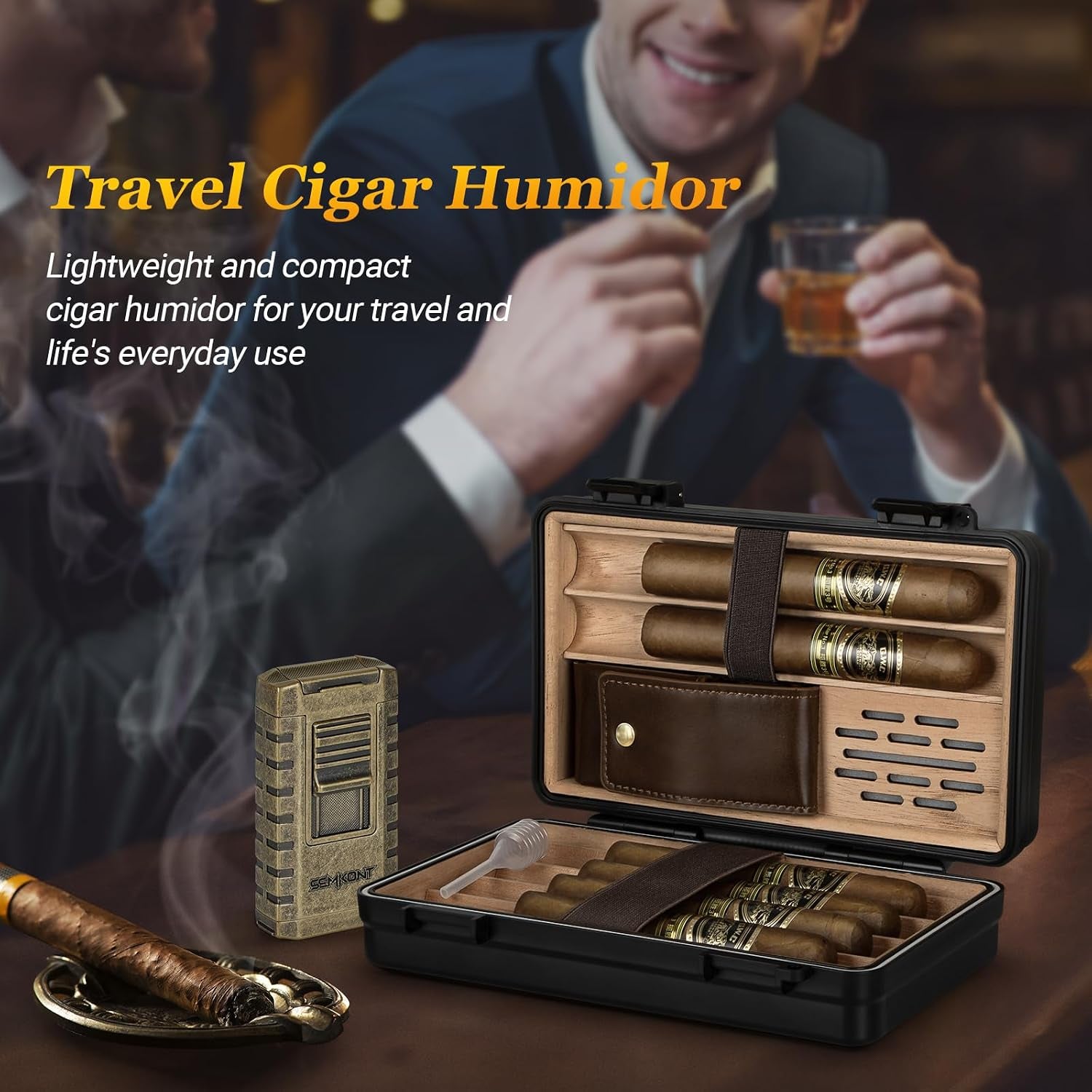 Cedar-Lined Travel Humidor — 6 Count — cigar humidor, photo 7