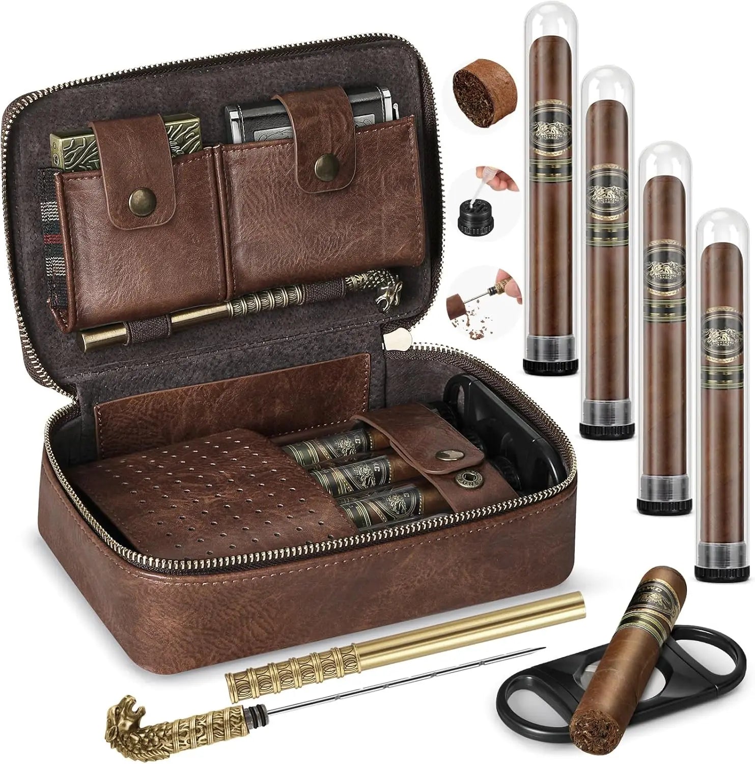 Leather Travel Humidor with Cutter — cigar humidor, photo 2
