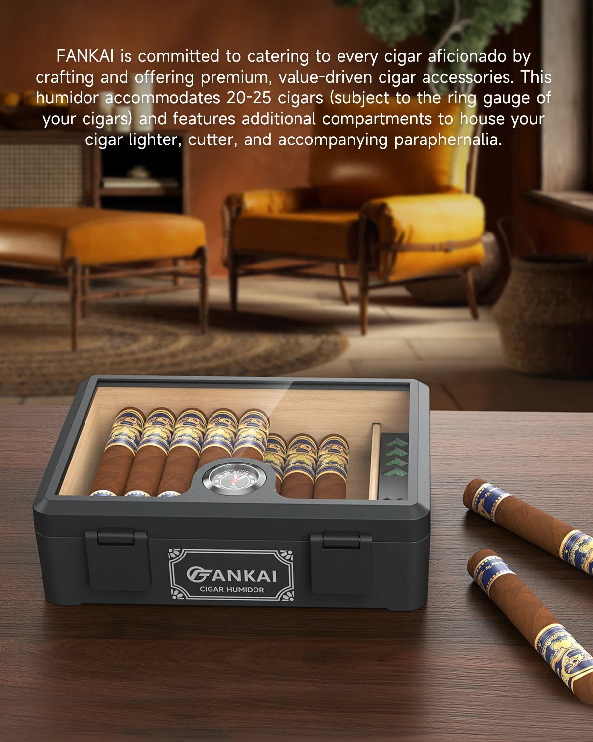 Glass-Top Cedar Humidor — 20–25 Count — cigar humidor, photo 7