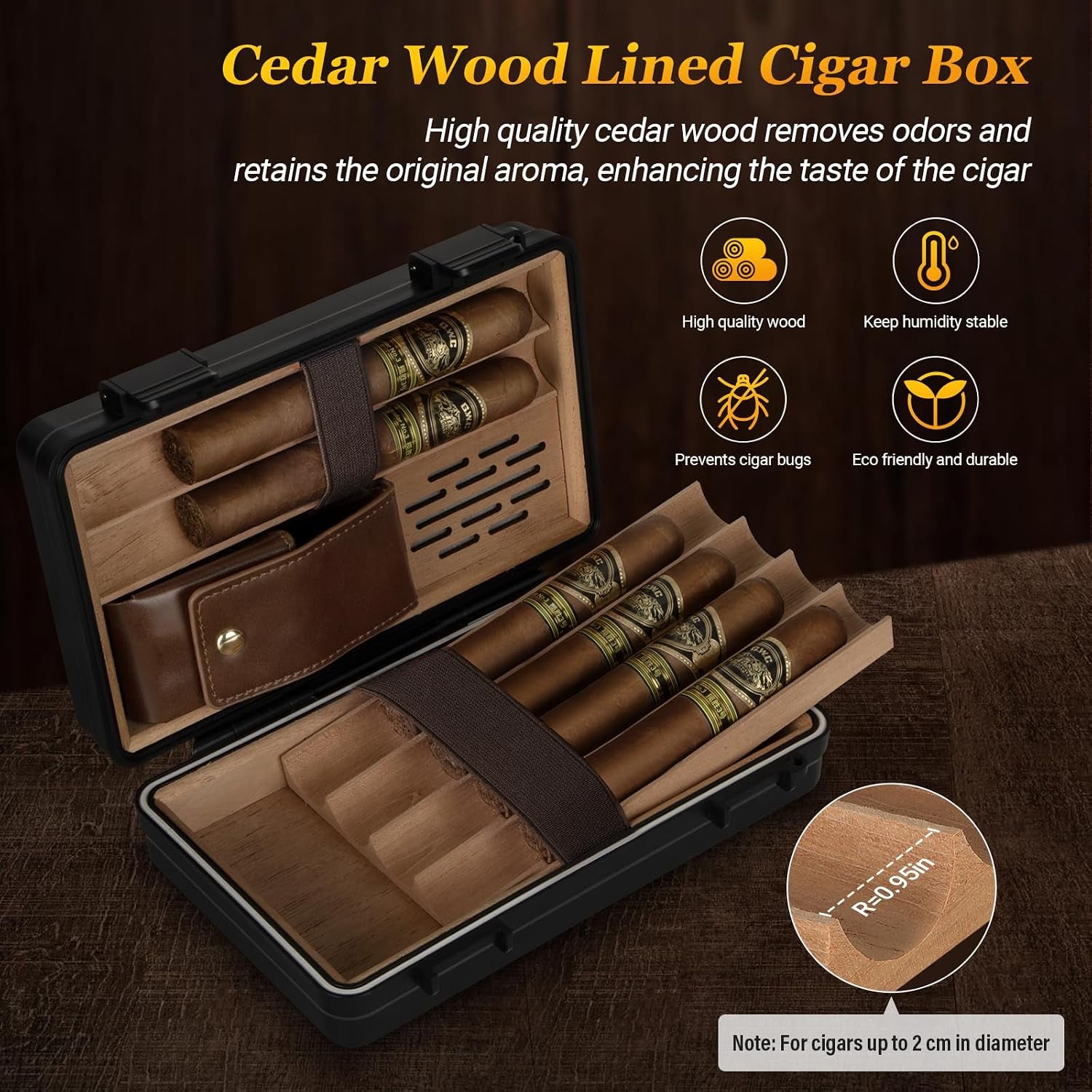 Cedar-Lined Travel Humidor — 6 Count — cigar humidor, photo 3