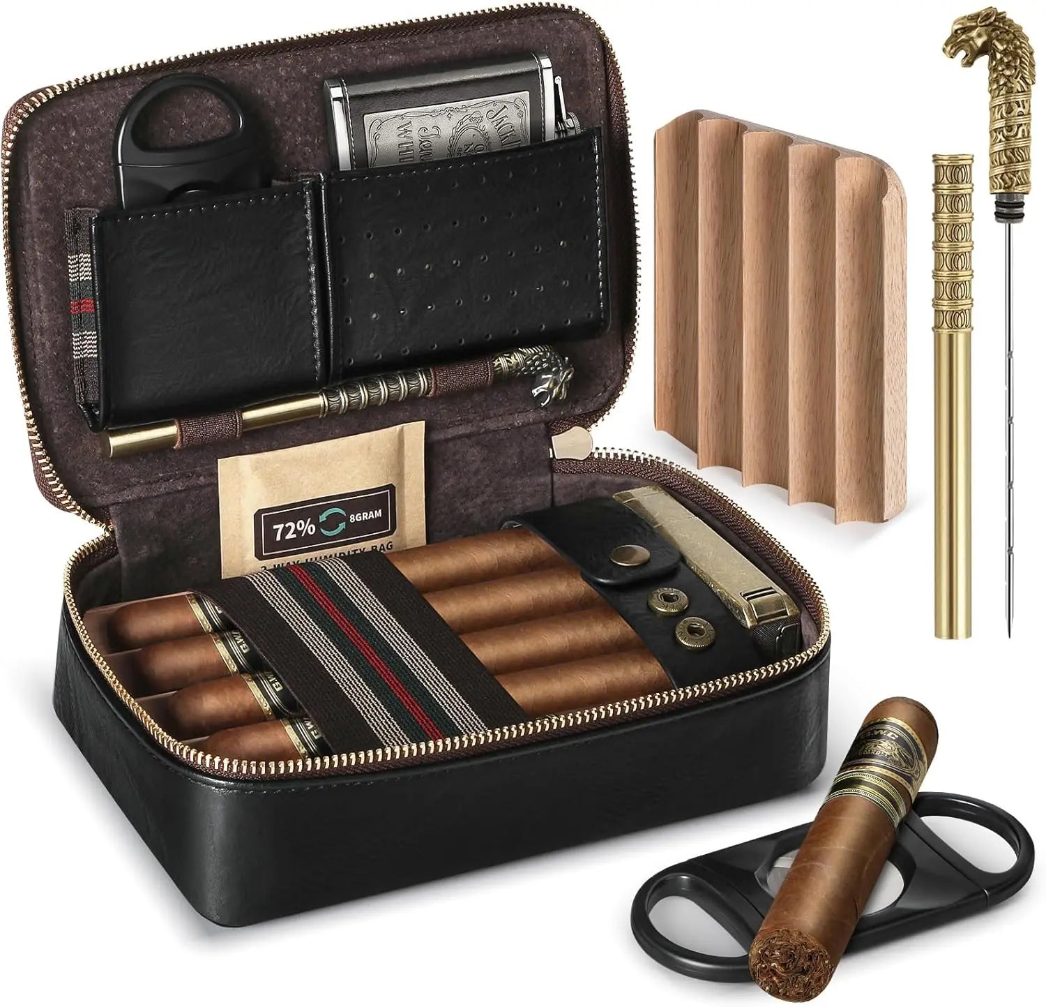 Leather Travel Humidor with Cutter — cigar humidor