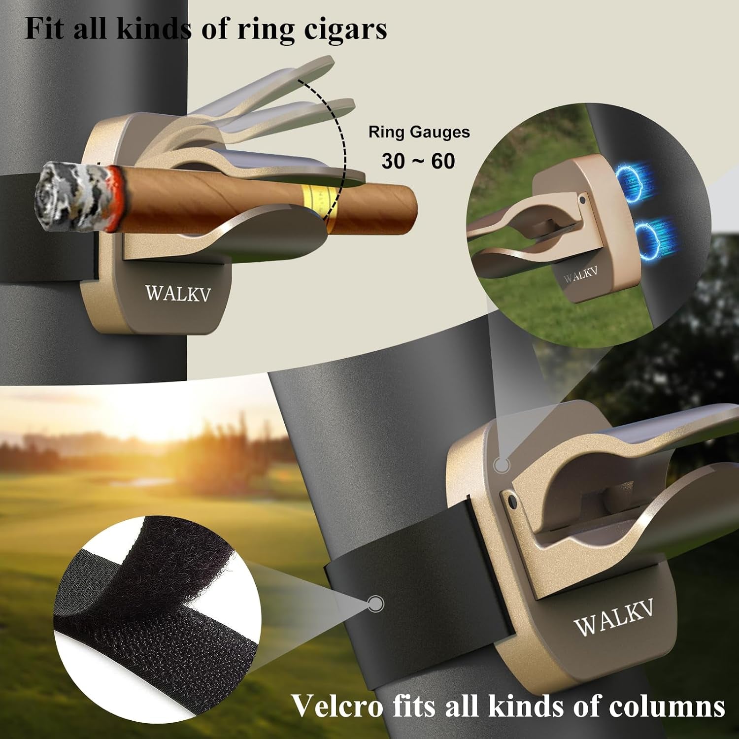 Magnetic Golf Cart Cigar Holder (Gold) — cigar holder, photo 3