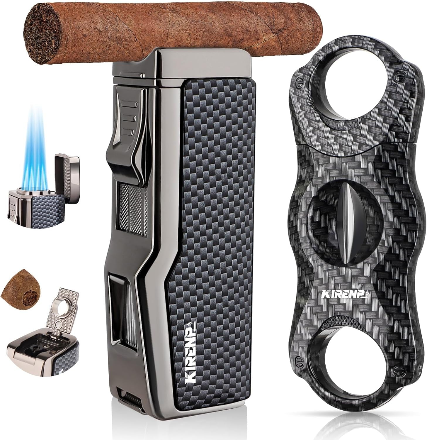 Quad-Jet Torch Lighter Kit (Carbon Fiber) — cigar lighter