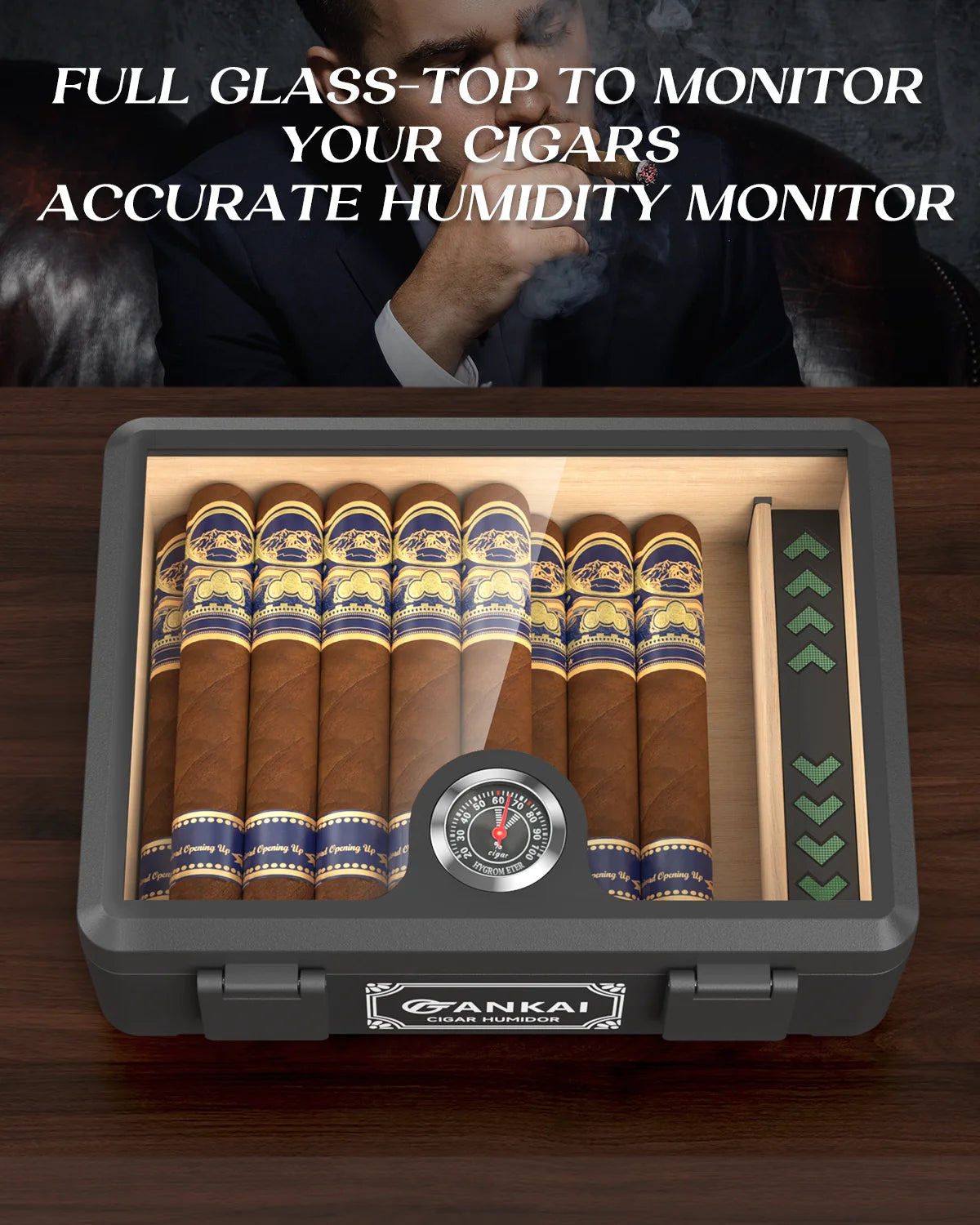 Glass-Top Cedar Humidor — 20–25 Count — cigar humidor, photo 6