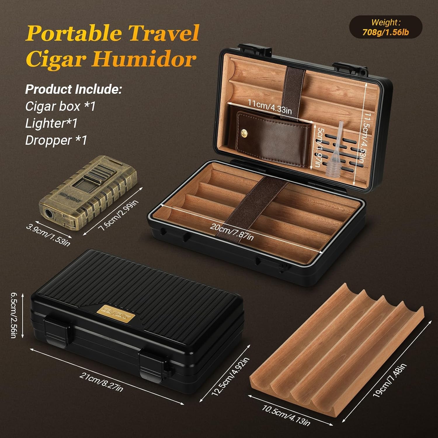 Cedar-Lined Travel Humidor — 6 Count — cigar humidor, photo 6