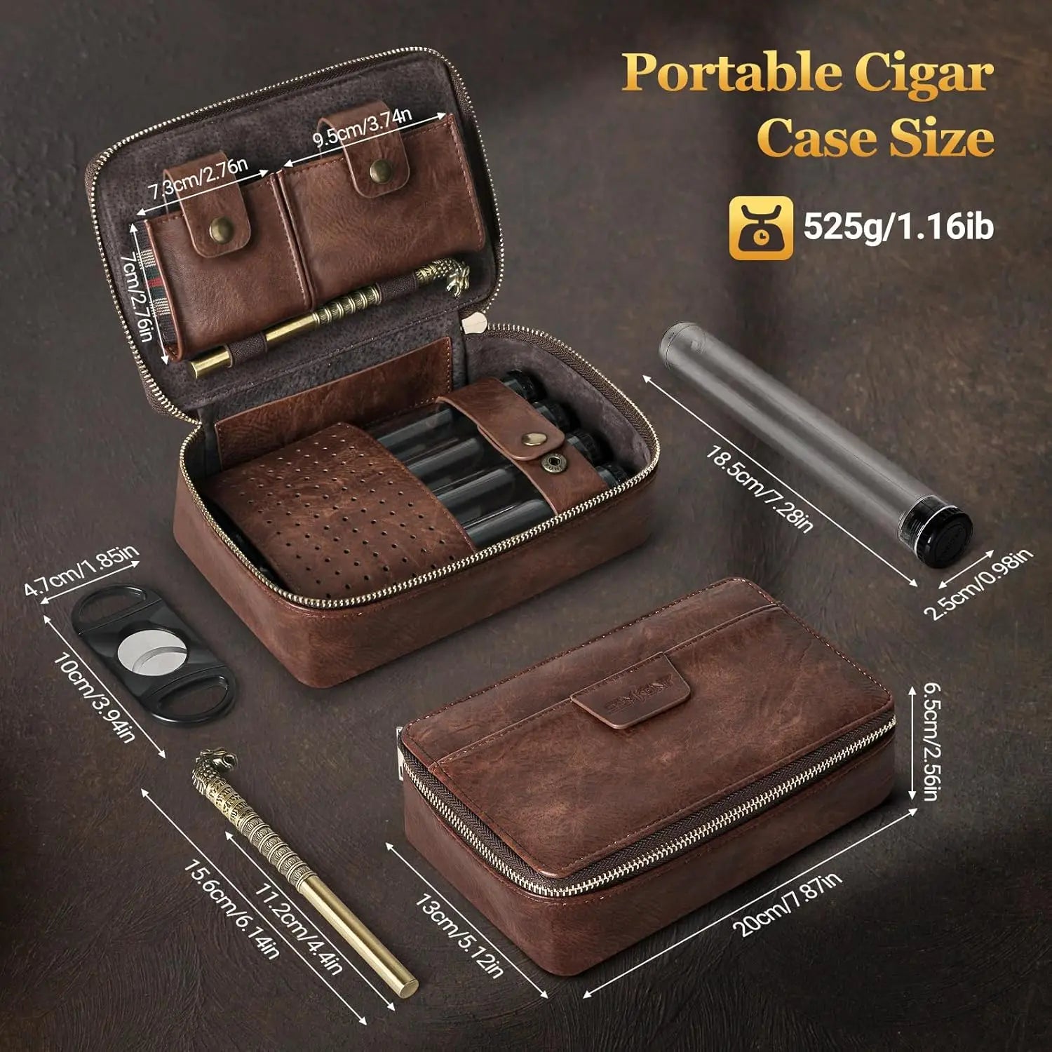 Leather Travel Humidor with Cutter — cigar humidor, photo 7