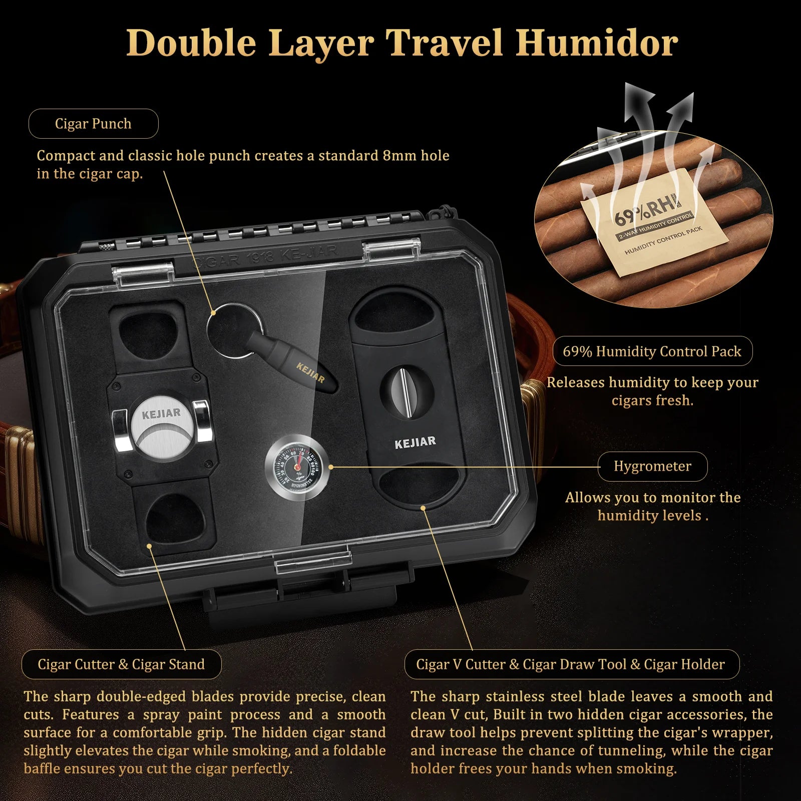 Travel Humidor Kit with Cutters — cigar humidor, photo 2