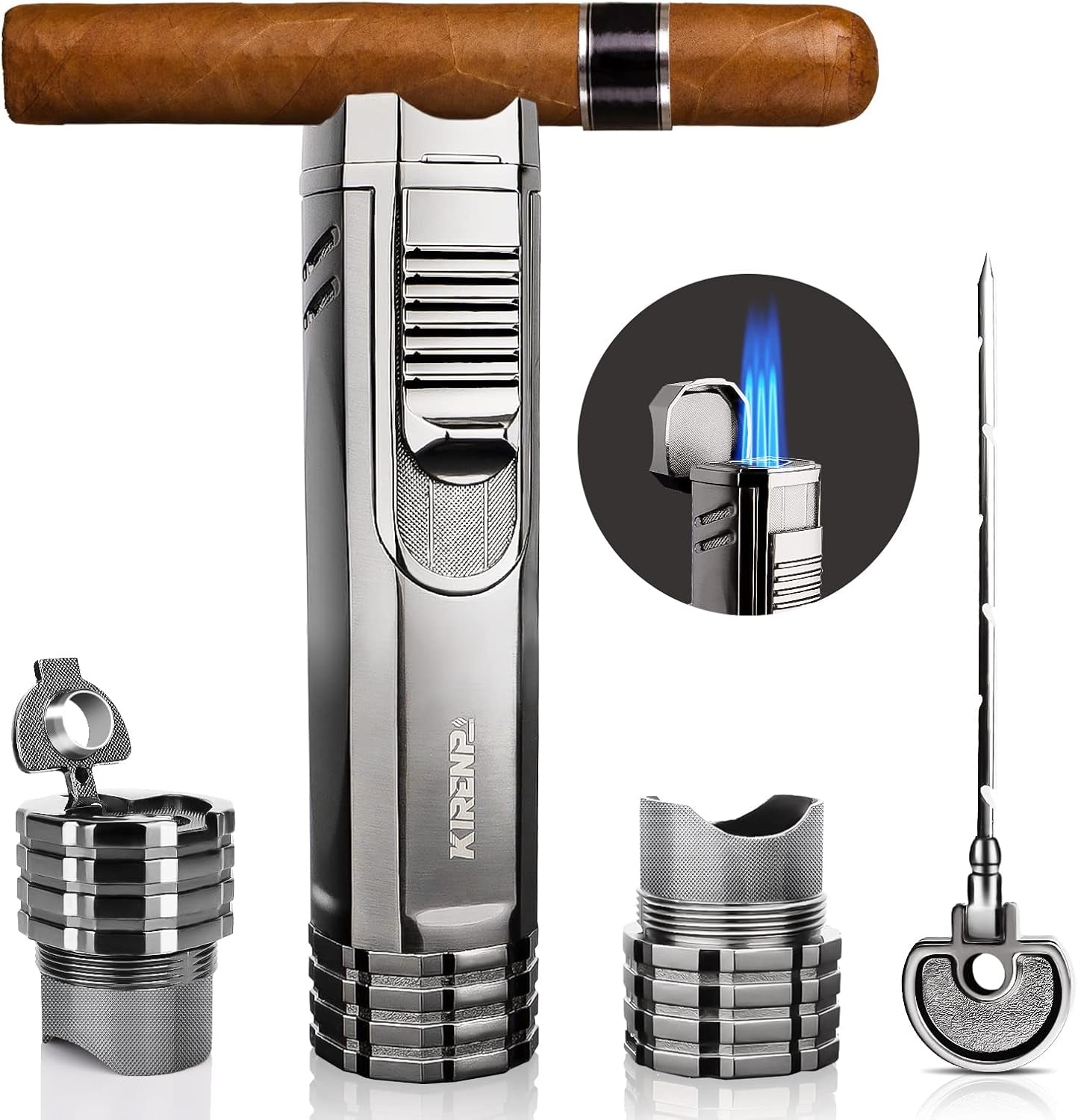 Triple-Jet Torch Lighter with Punch — cigar lighter