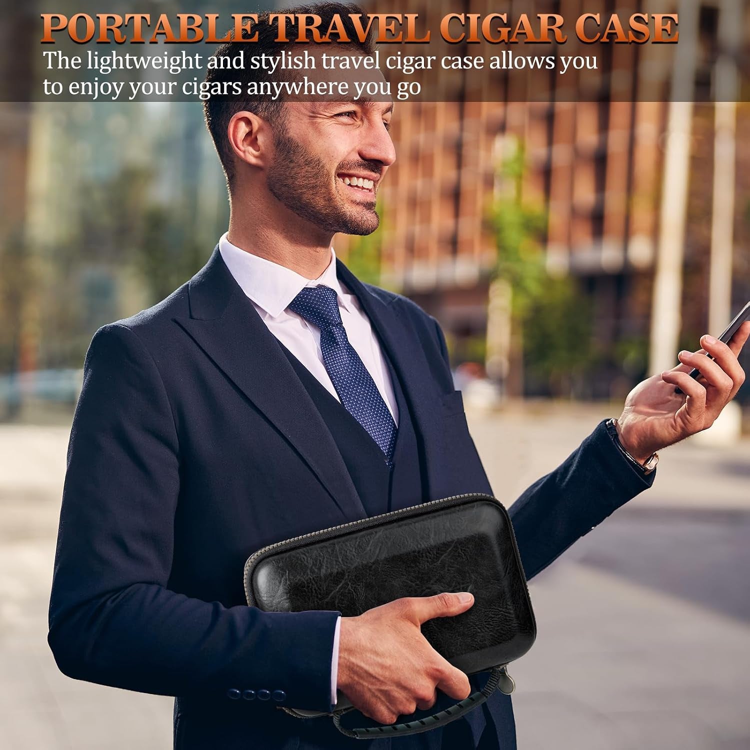 Leather Travel Humidor — 4 Tubes (Black) — cigar humidor, photo 8