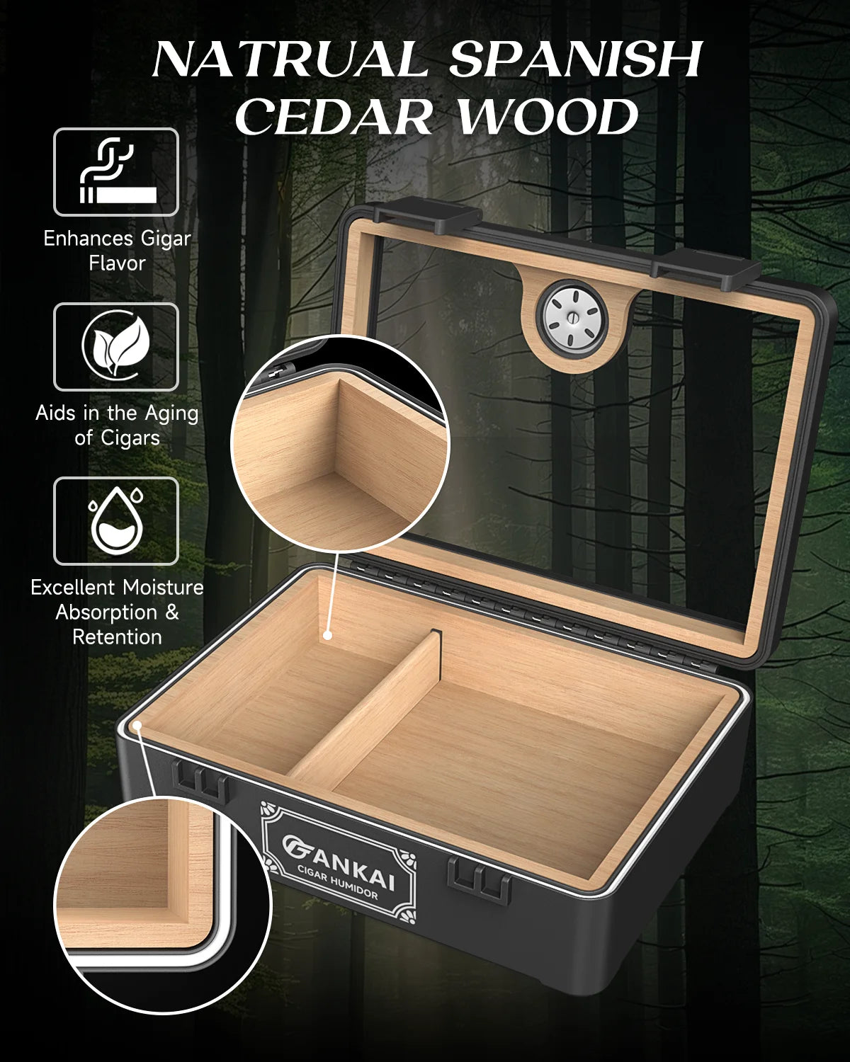 Glass-Top Cedar Humidor — 20–25 Count — cigar humidor, photo 5