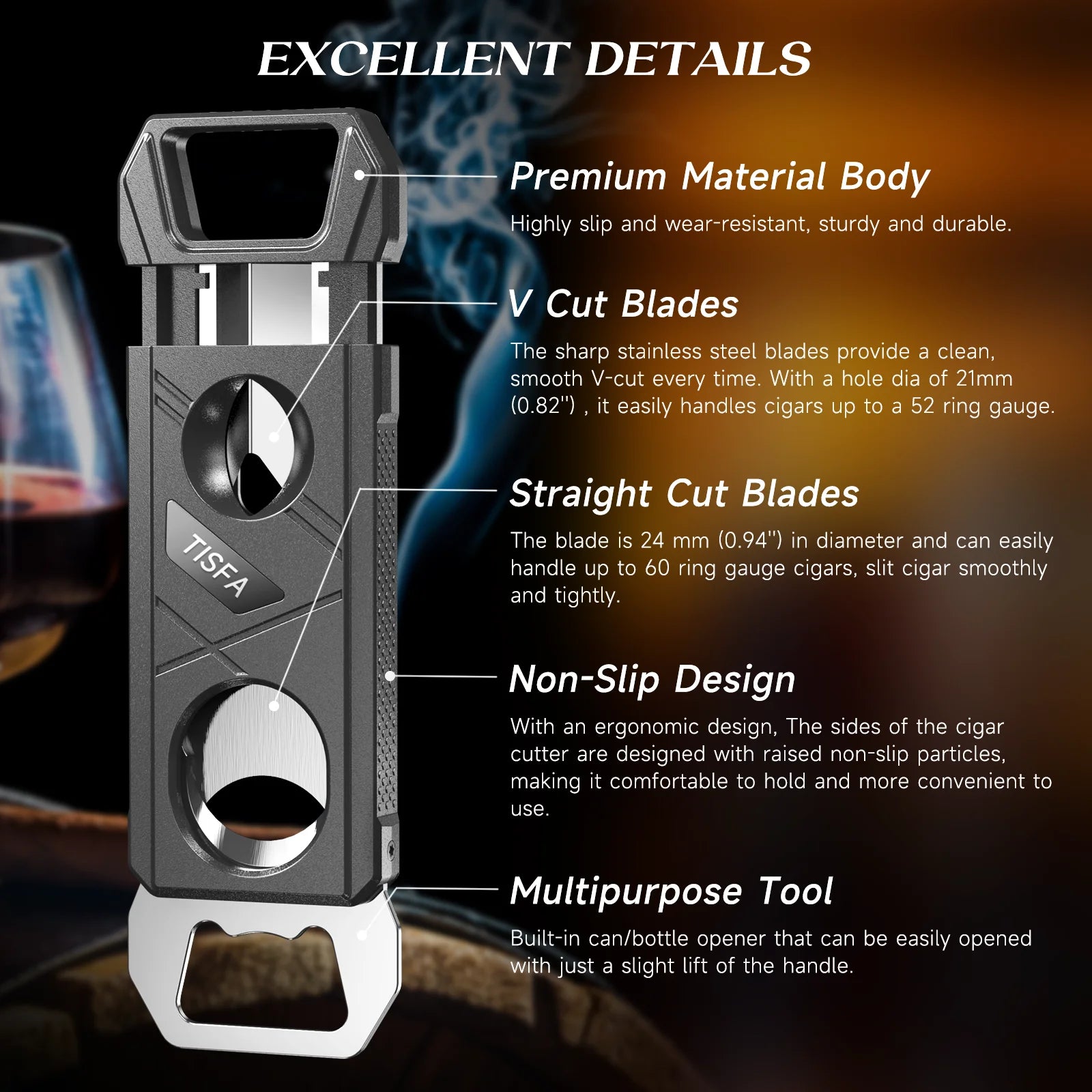 3-in-1 Cutter, V-Cut & Bottle Opener — cigar cutter, photo 2