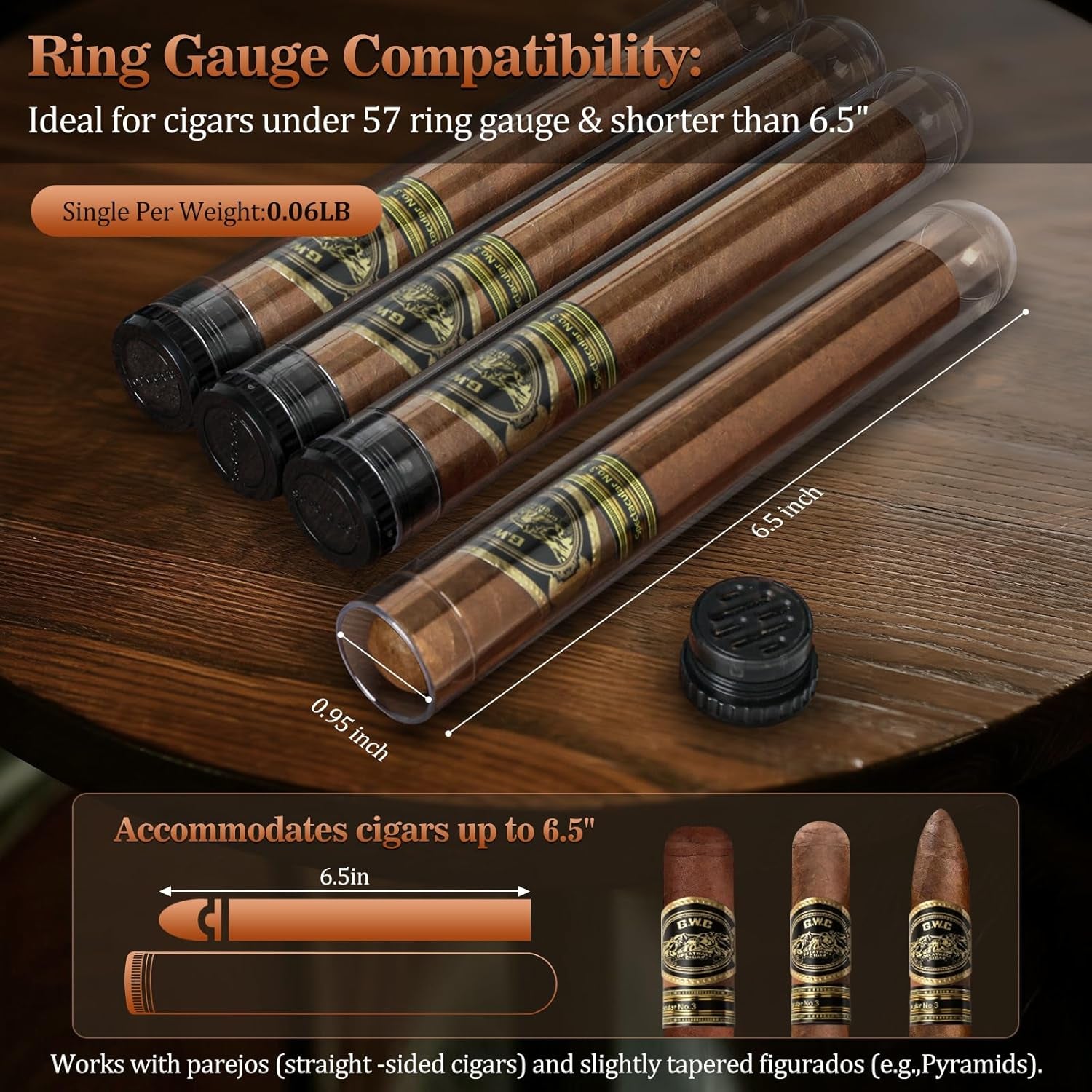 Leather Travel Humidor — 4 Tubes (Black) — cigar humidor, photo 4