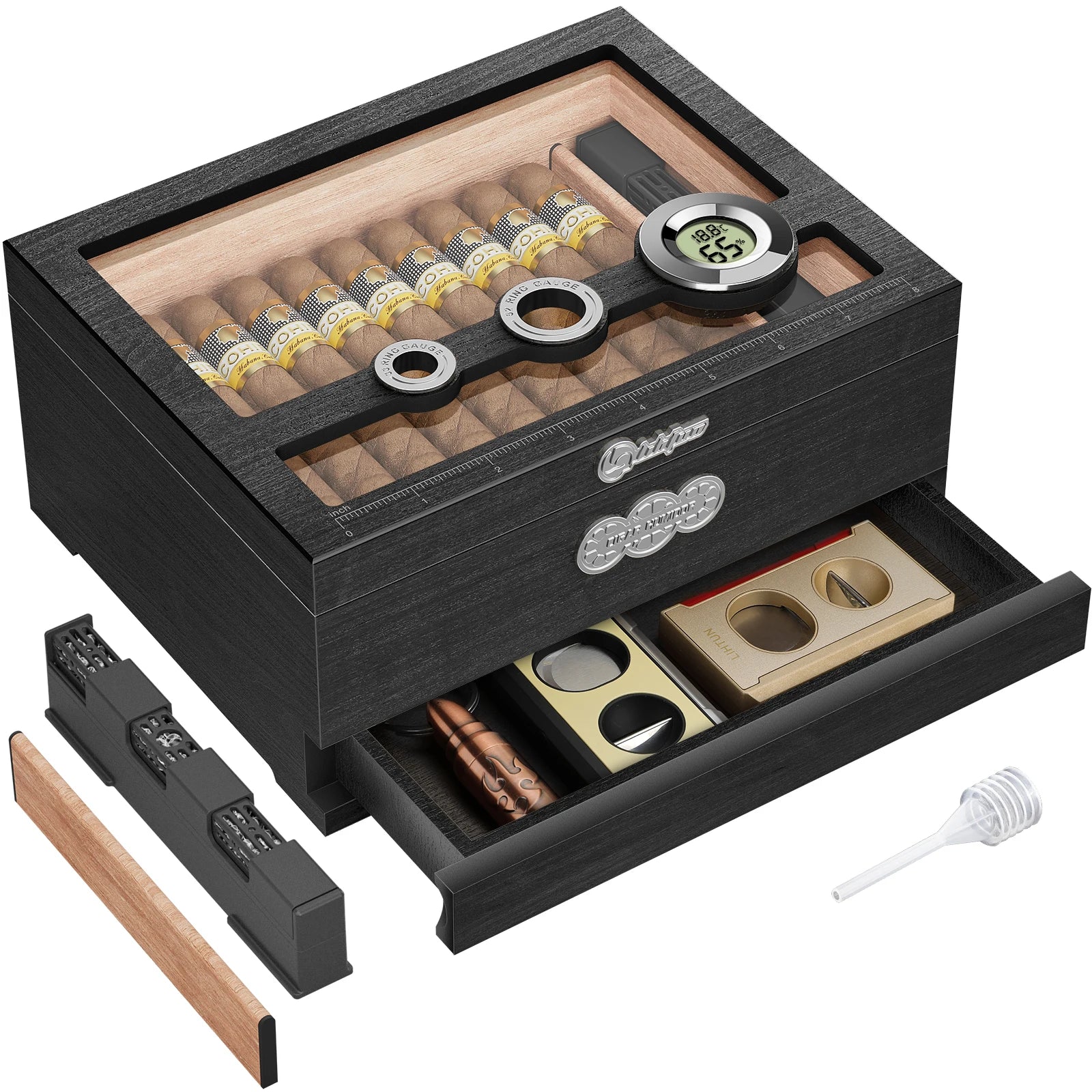 Glass-Top Cedar Desktop Humidor — cigar humidor