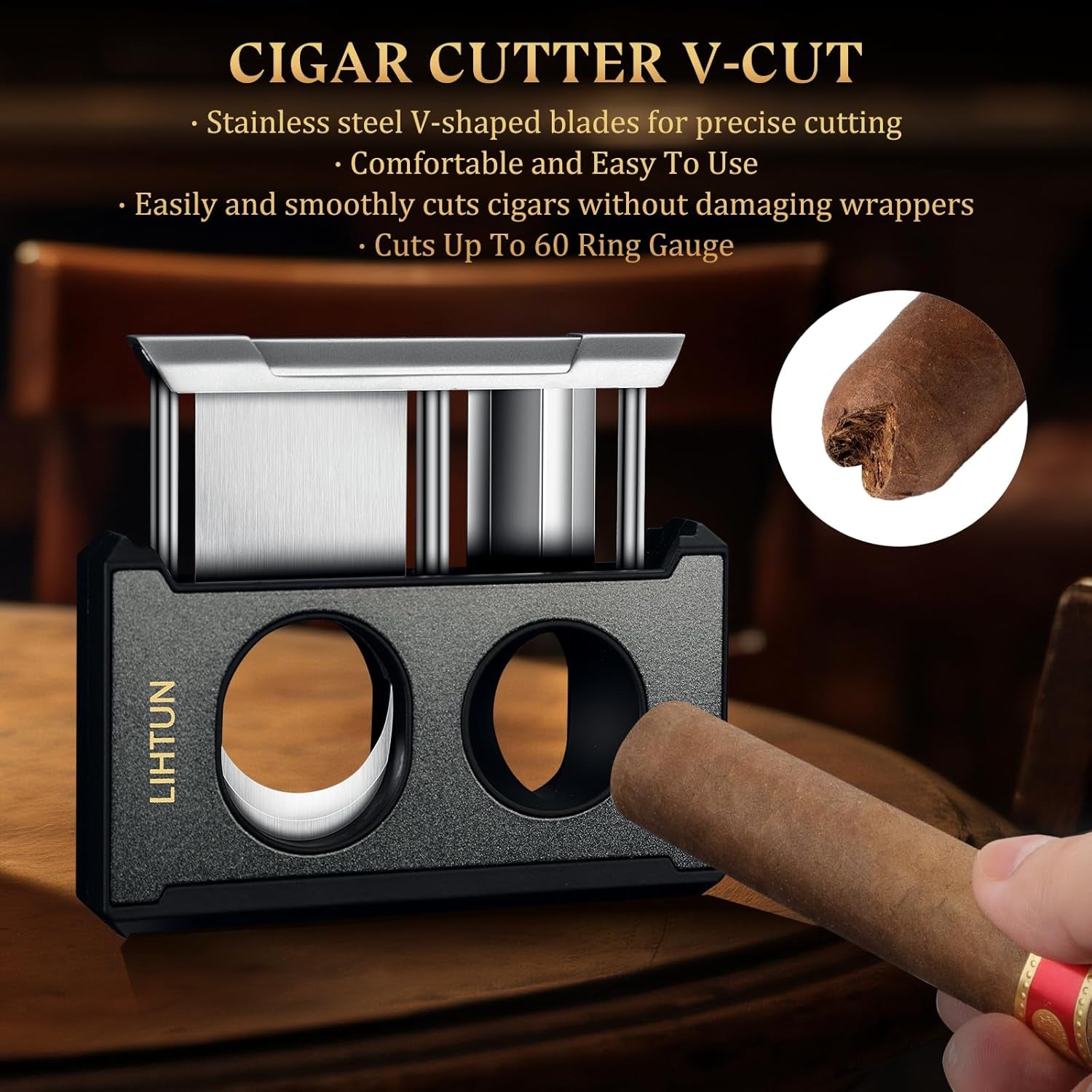 4-in-1 Guillotine Cutter (Black) — cigar cutter, photo 5