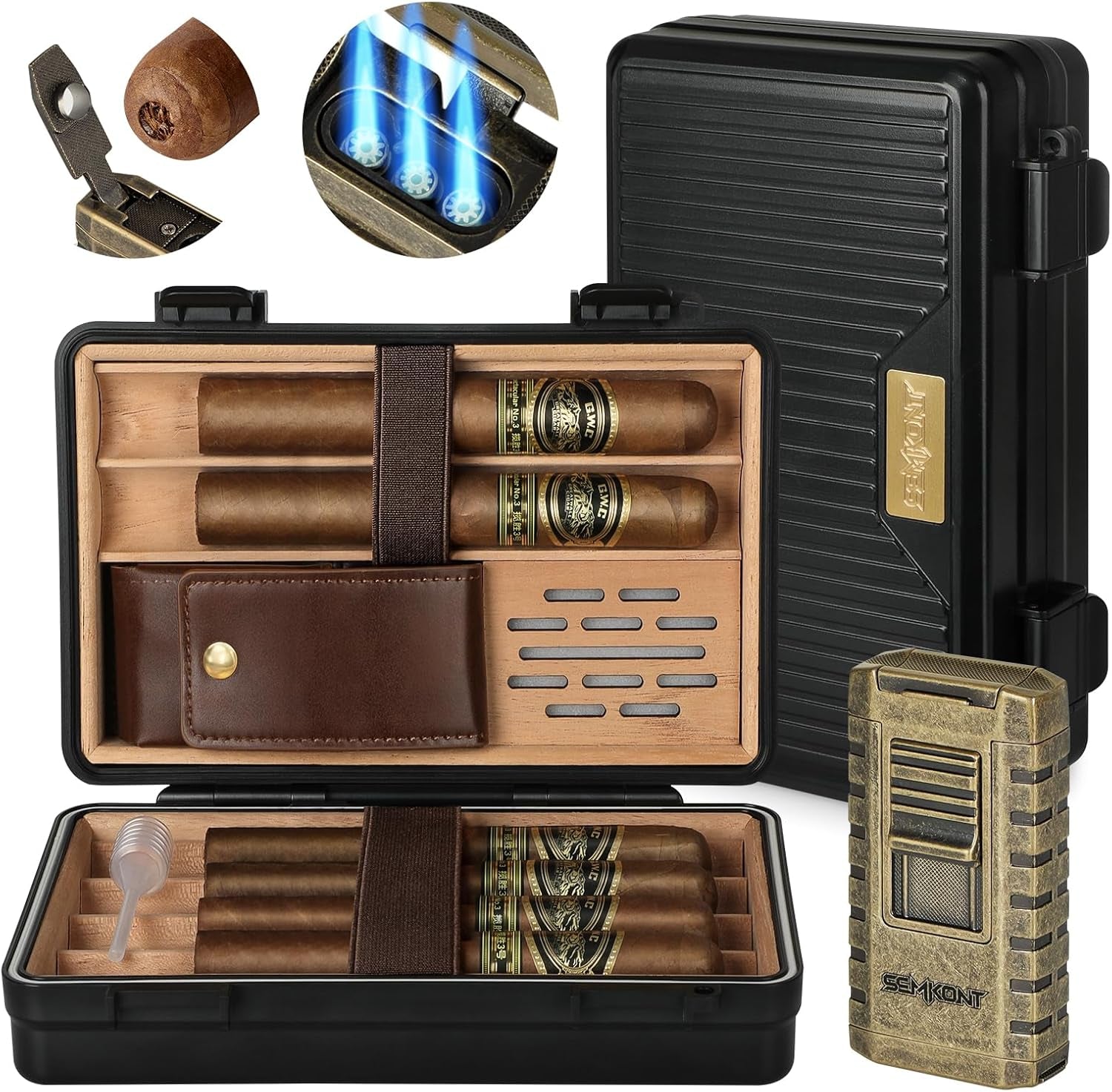 Cedar-Lined Travel Humidor — 6 Count — cigar humidor
