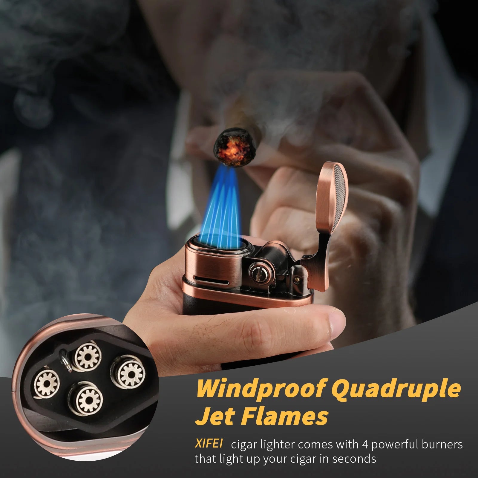 4-Jet Torch Lighter with Holder — cigar holder, photo 3