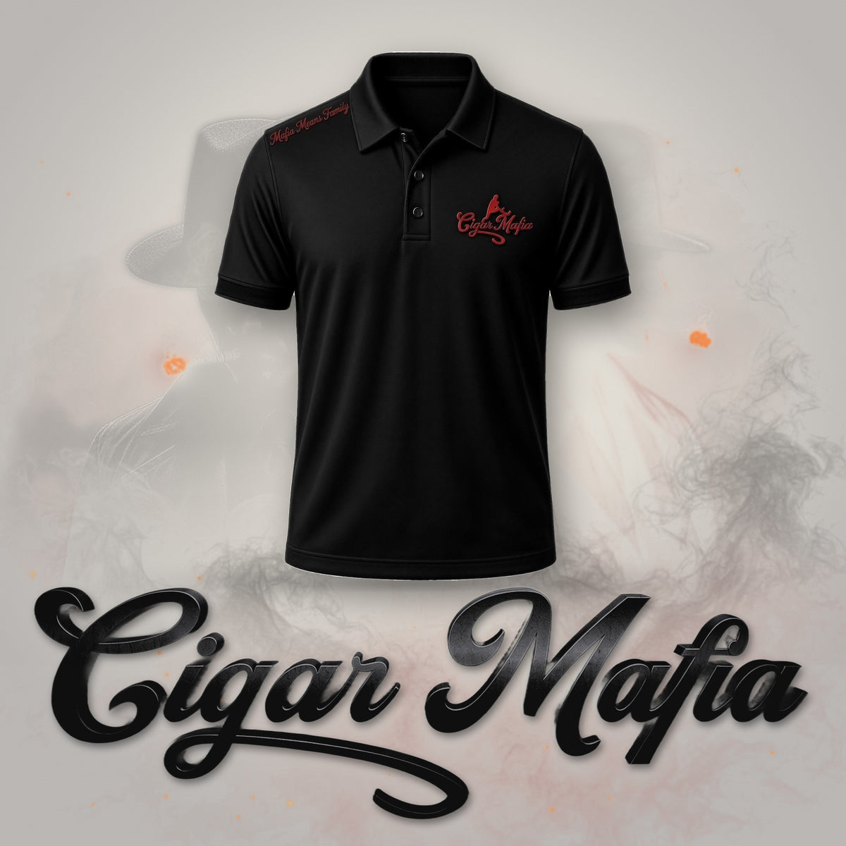 High Roller Dri-Fit Polo on Cigar Mafia branded background