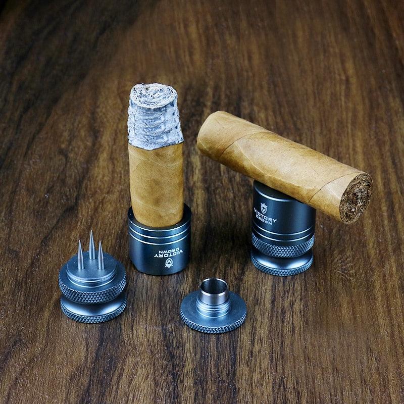 Portable Cigar Companion: Metal Stand, Cutter, and Drill Set - Cigar Mafia